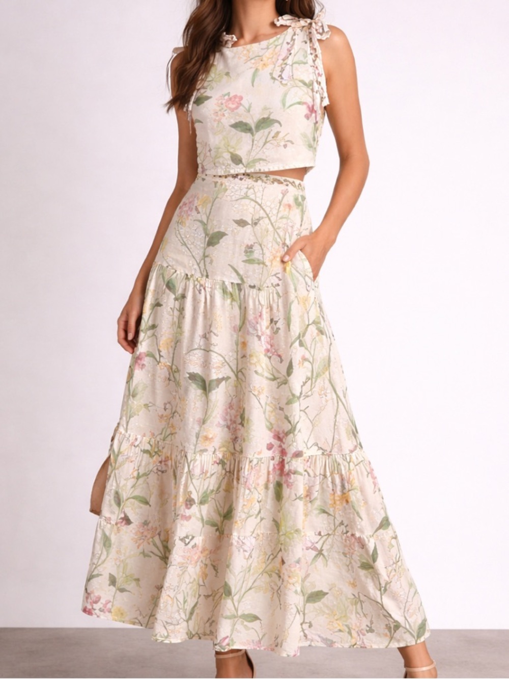 New Camila Coelho Floral Tiered Maxi mix Flowers size M